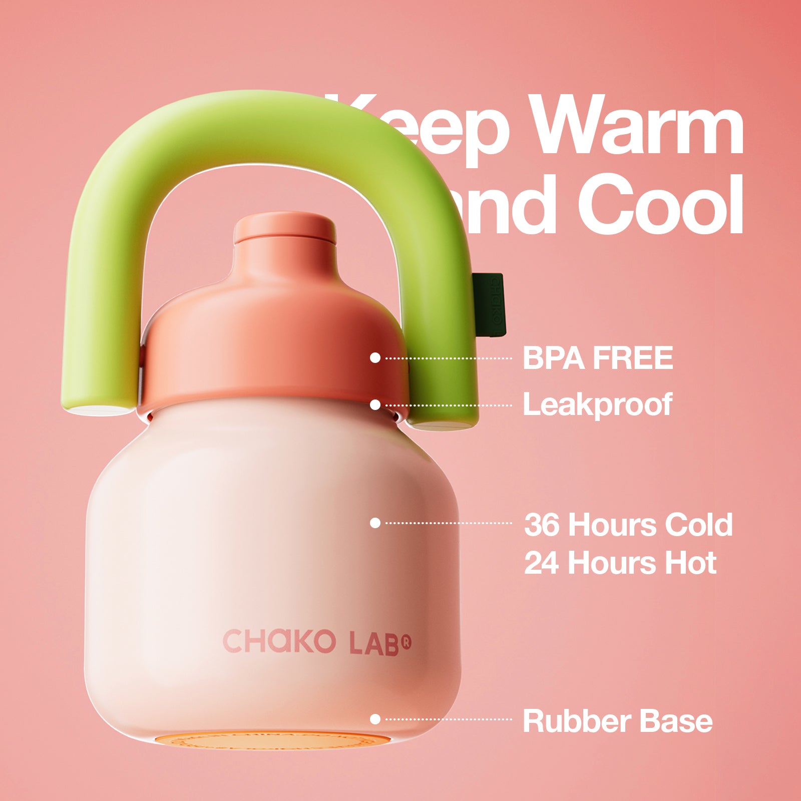 粉色Chakolab LinLin水壶，带有弧形把手和光滑的表面，适合家庭使用的厨房电器。