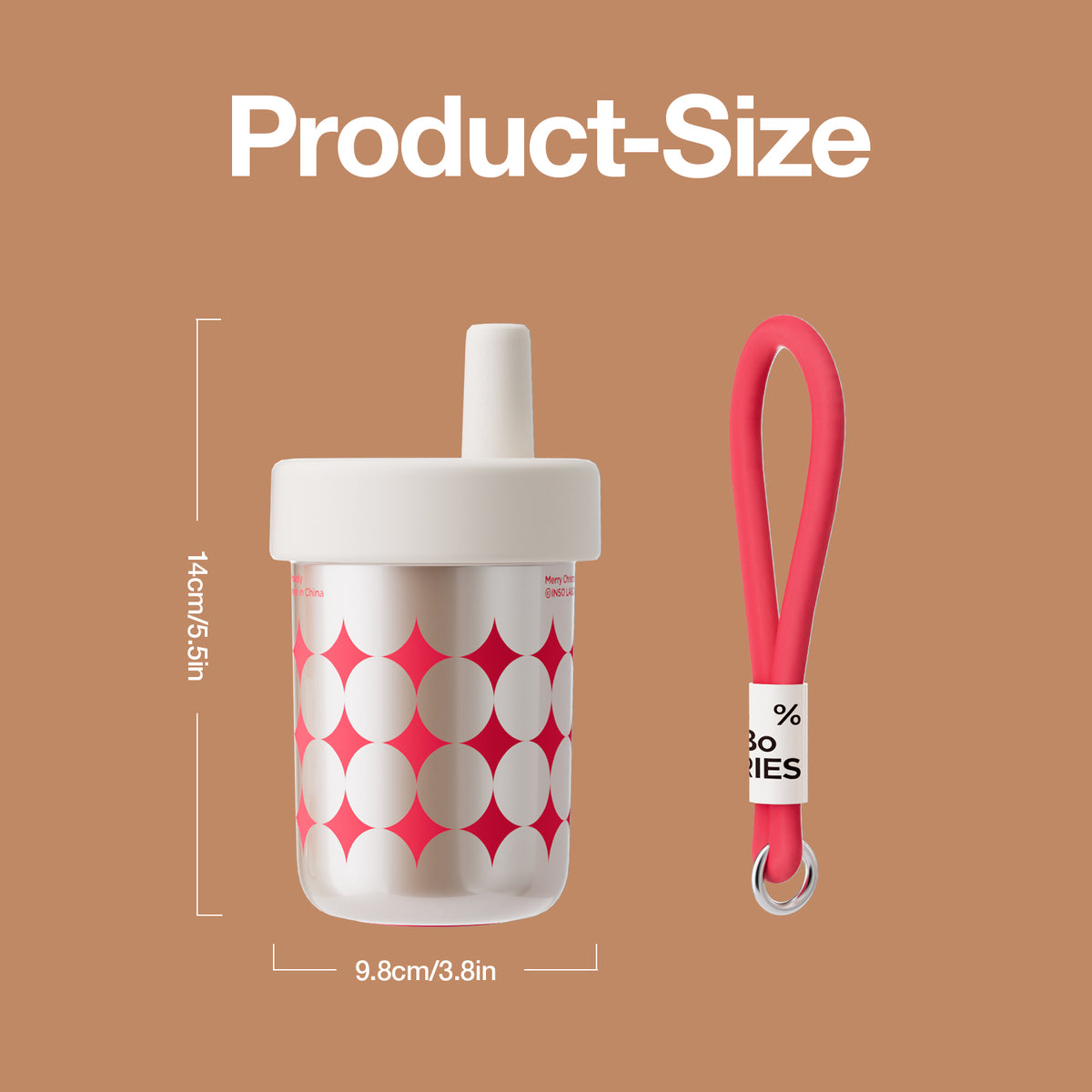 Chakolab BOBO Ceramic Christmas tumbler cup with festive red and green holiday design on white ceramic.