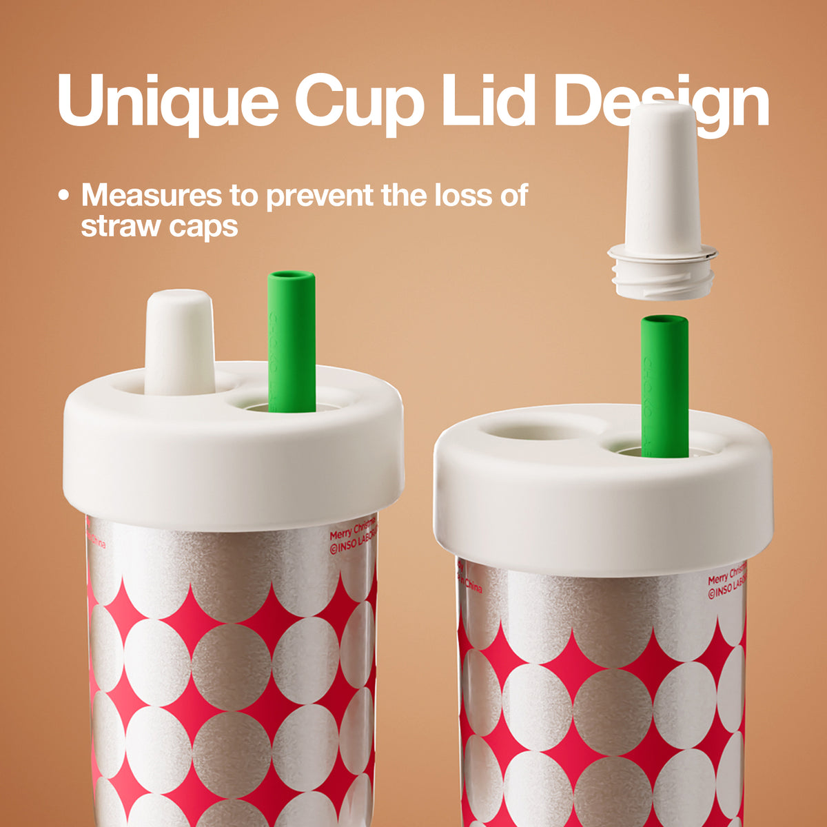 Chakolab BOBO ceramic Christmas tumbler with a festive design and a unique lid for holiday-themed beverage enjoyment.