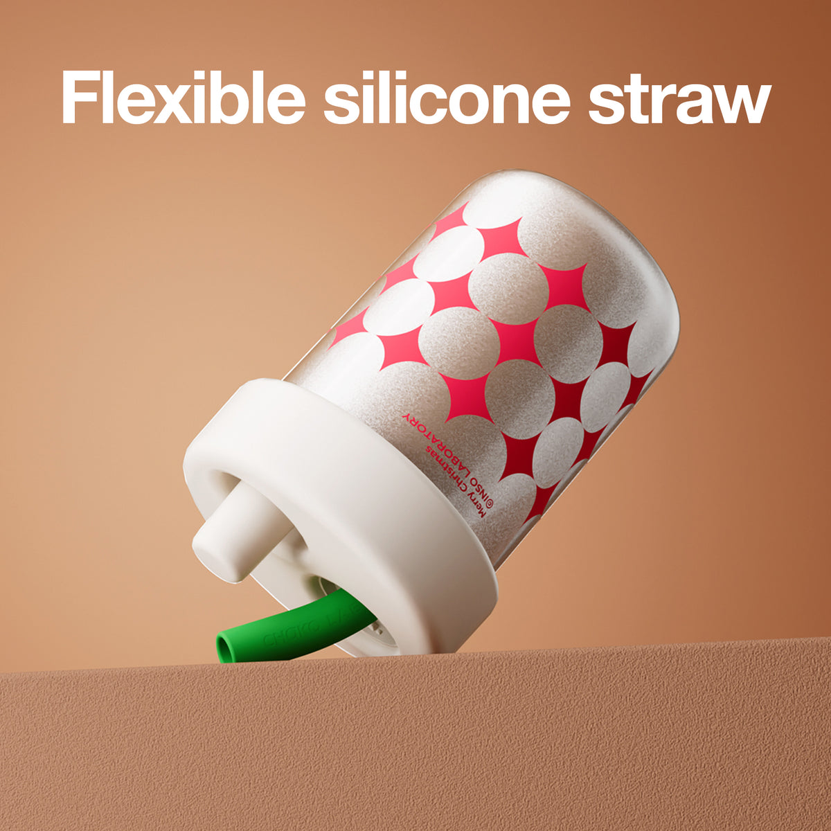 Chakolab BOBO ceramic Christmas tumbler with colorful festive design and flexible silicone straw for holiday cheer.