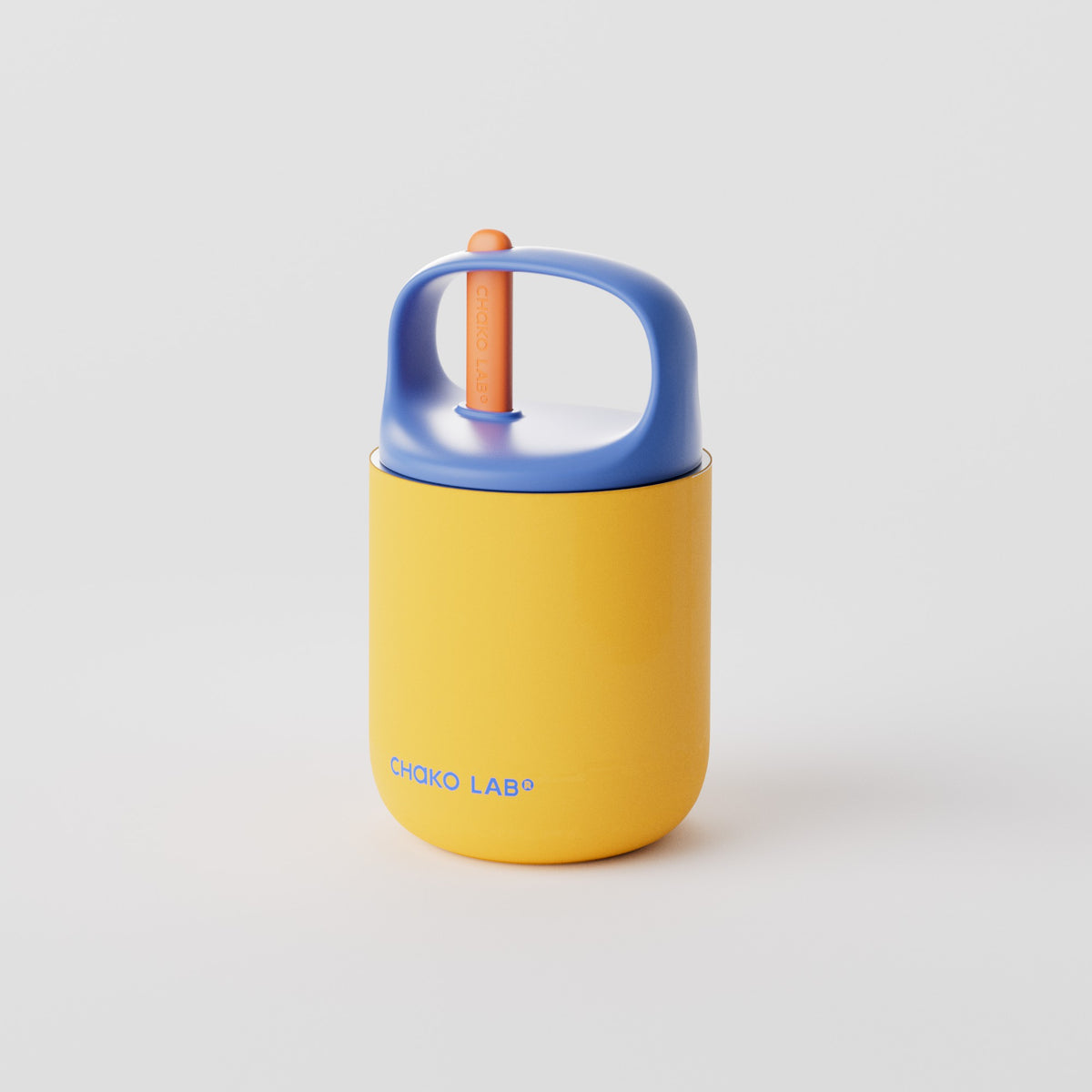 Chakolab Baobao Cup insulated food jar with blueberry bagel design in yellow and blue, showcasing the colorful, portable food container.
