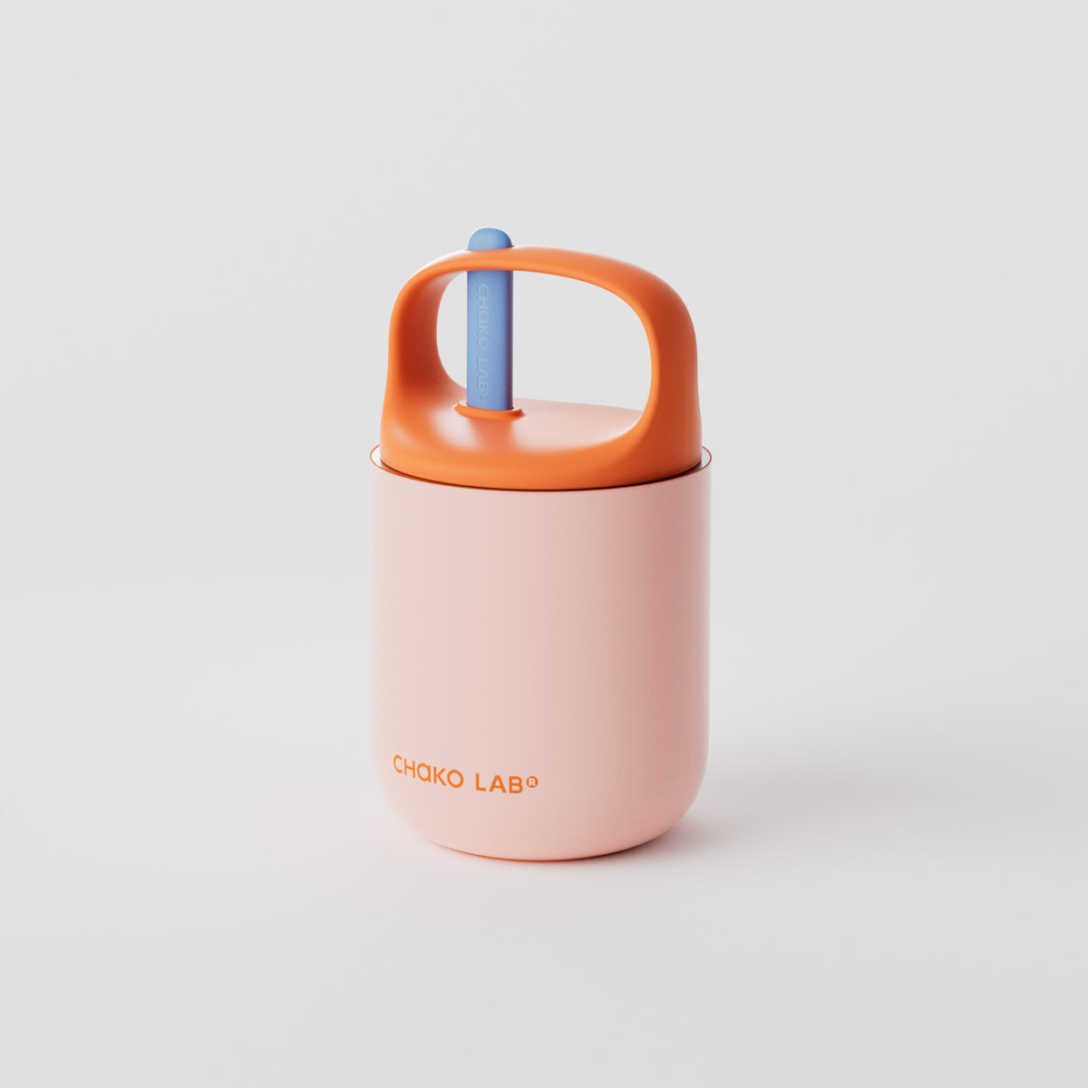 Chakolab Baobao Cup Raspberry Oatmeal insulated food jar in pink and orange, showing its sleek design and secure lid.