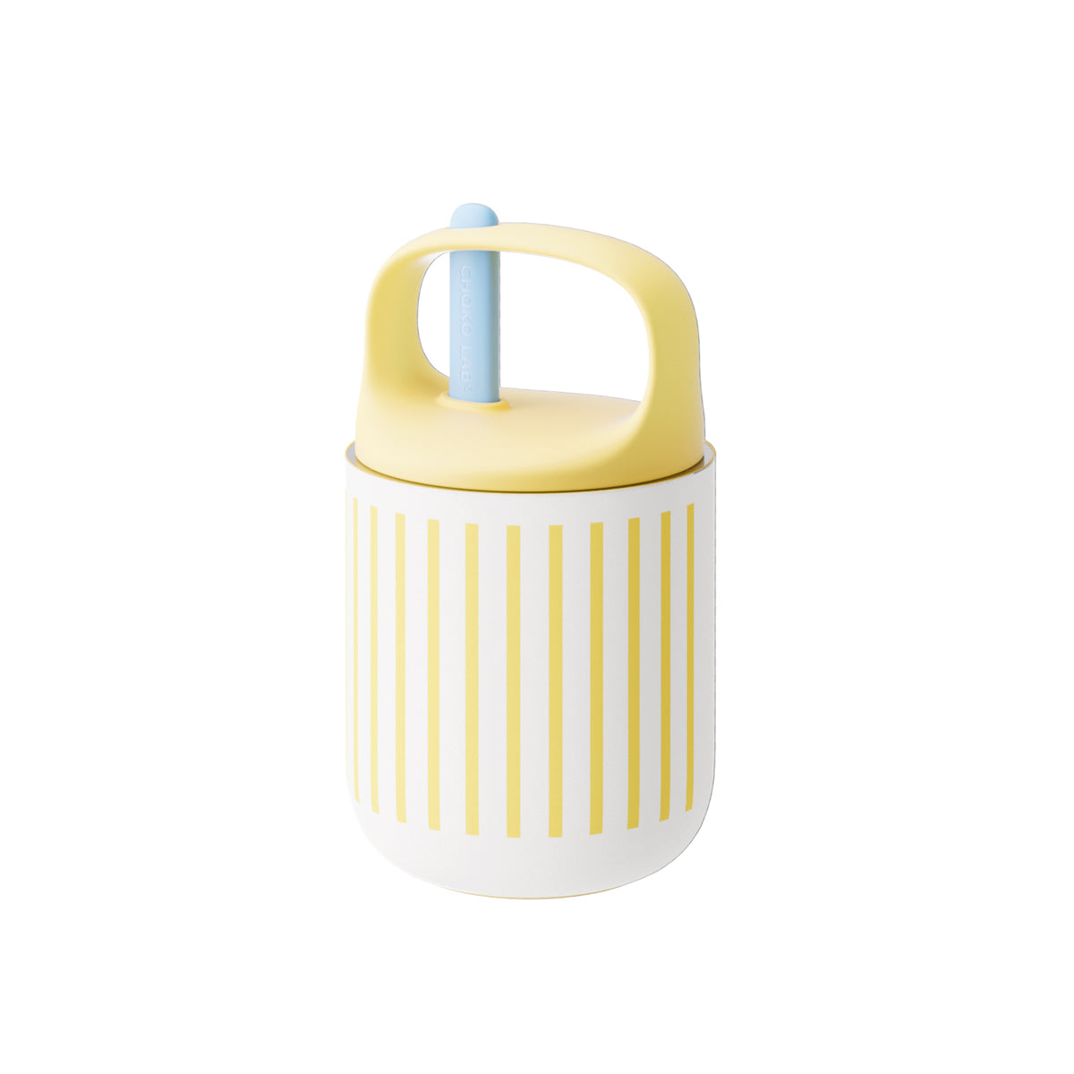 Chakolab Baobao Cup Sweet Corn insulated food jar in white and yellow, featuring a cute corn design on the lid.