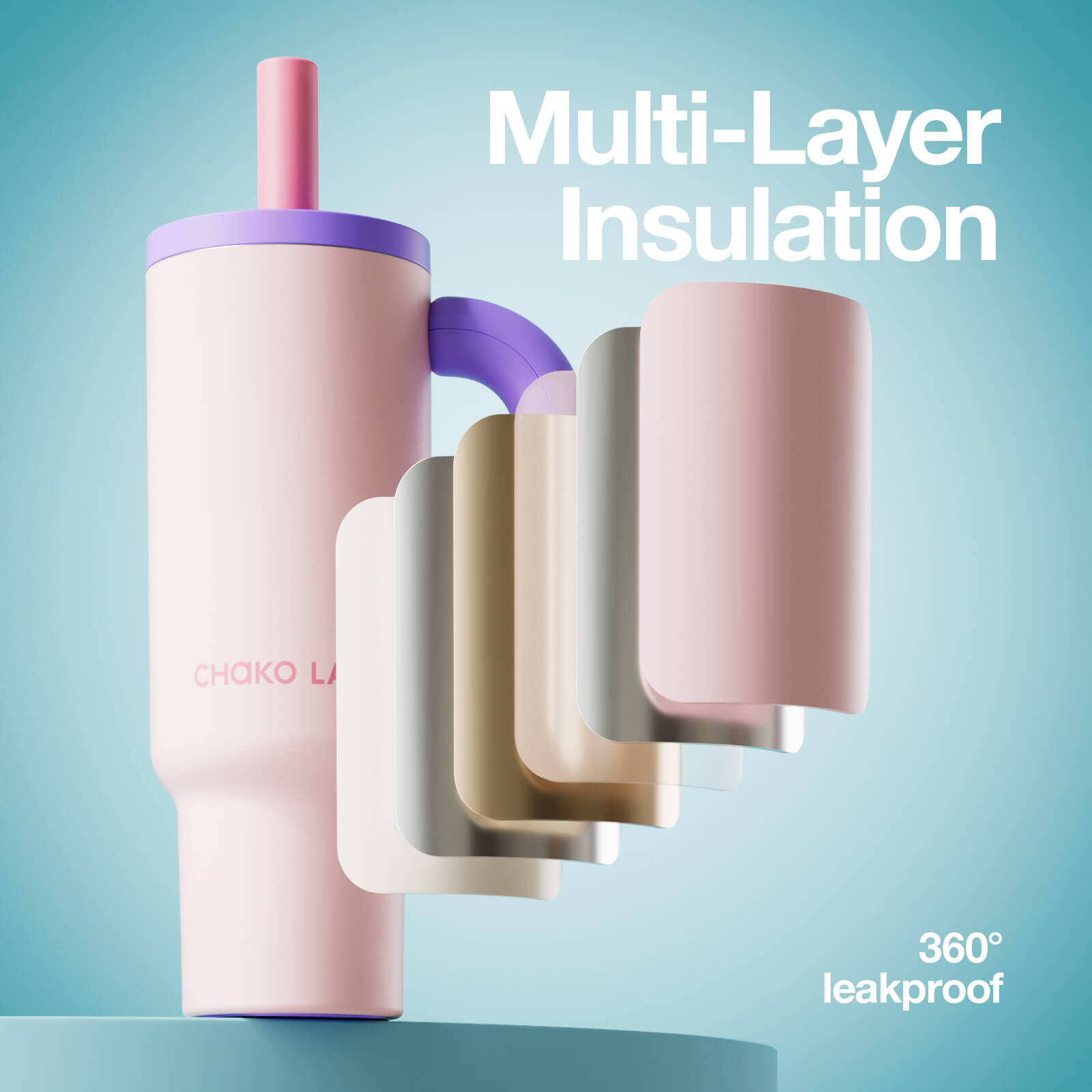 Chakolab Bawang Cup Lavender Bliss tumbler with multi-layer design in lavender and pastel colors.