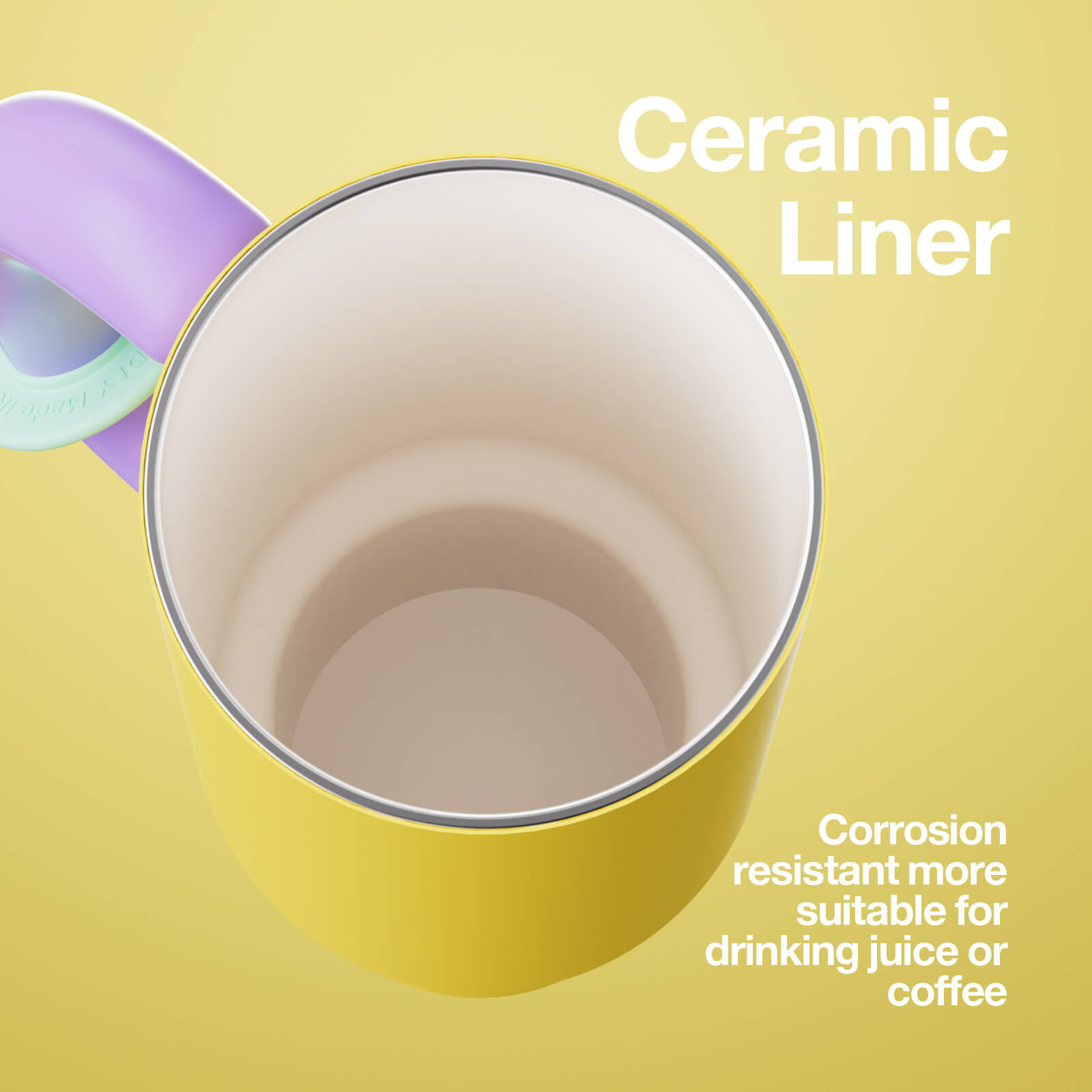 Chakolab Bawang Ceramic Liner Cup in Golden Breeze with a sleek design, ideal for hot or cold beverages.
