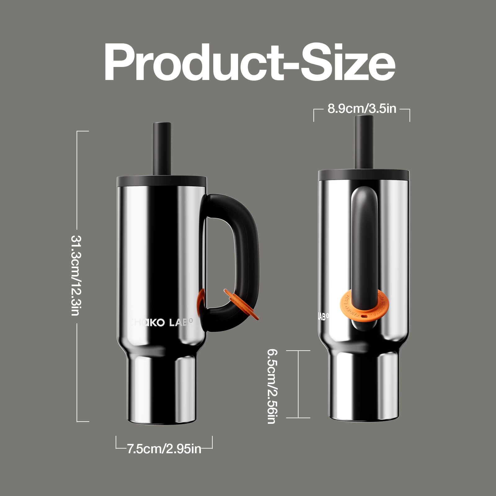 Silver Bawang Cup tumbler by Chakolab with a sleek, modern design, featuring a smooth metallic finish.