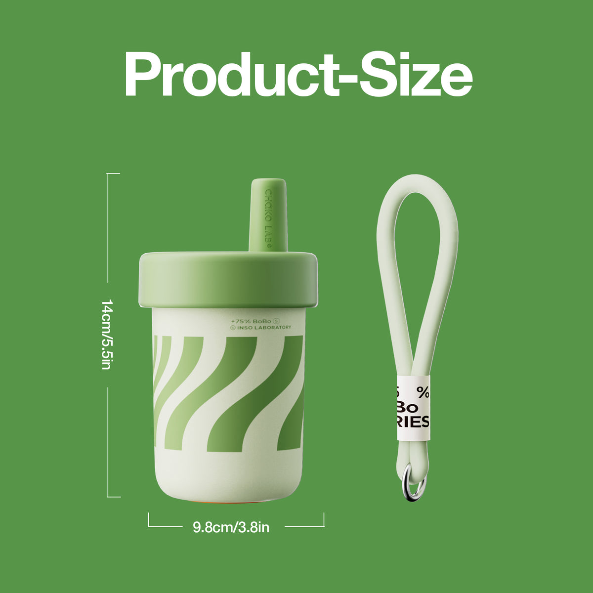 Chakolab BoBo insulated water cup in avocado green from the CHaKOLAB BOBO Cup collection, featuring a sleek, insulated design.
