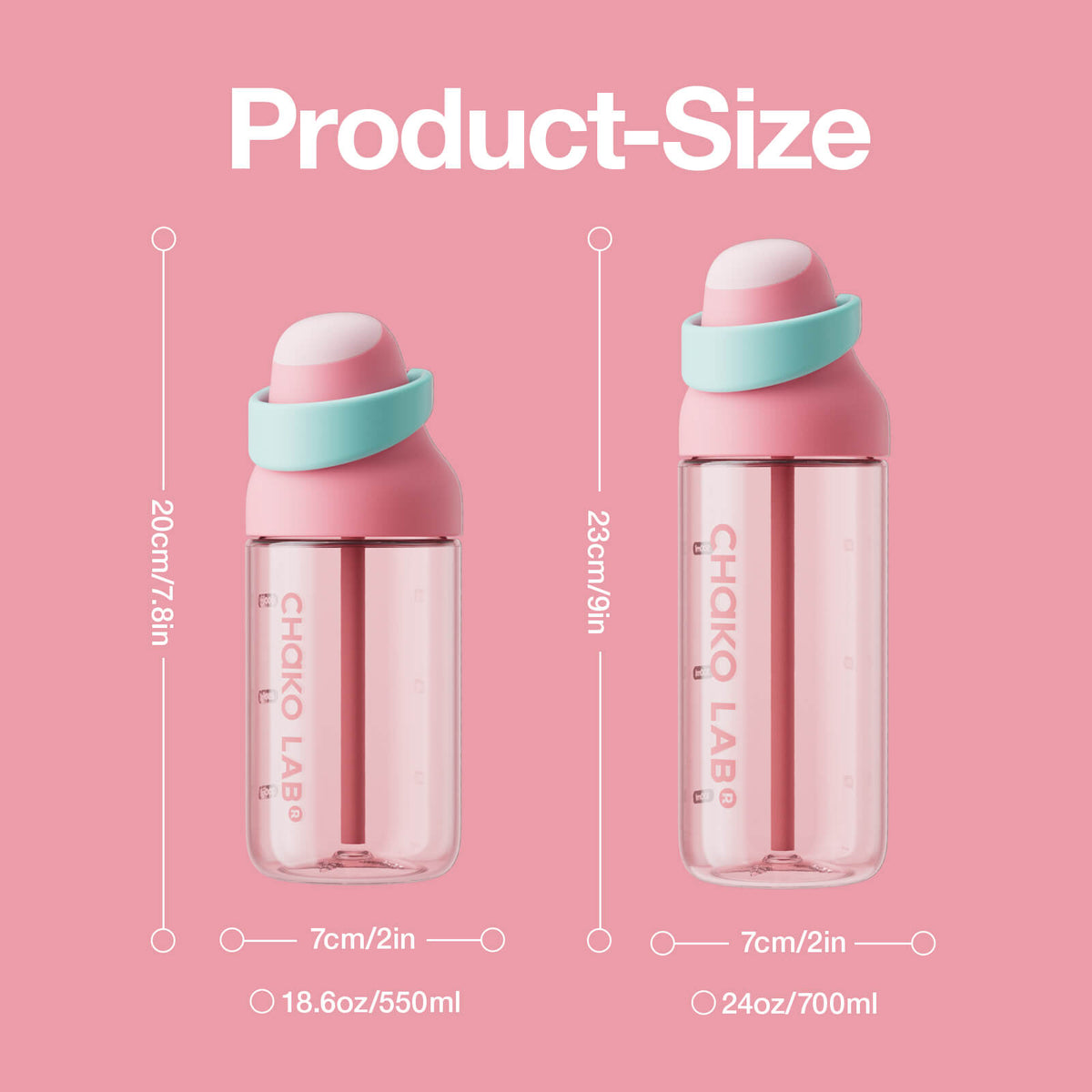 Chakolab KADA PPSU water bottle, 700ml, in Strawberry Sorbet color with a sleek, ergonomic design for everyday hydration.