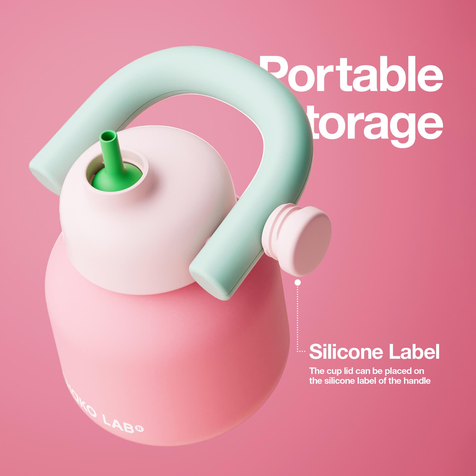 Chakolab LinLin Kettle holiday pink water bottle with portable storage and sleek design, perfect for on-the-go hydration.