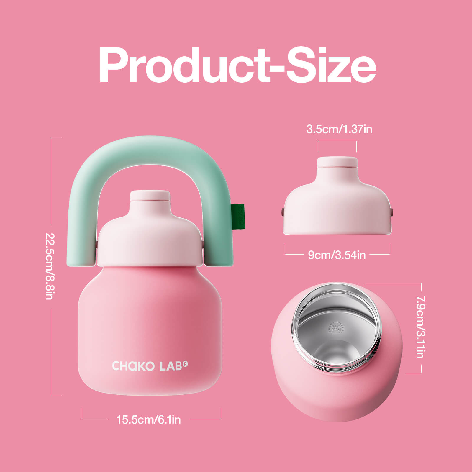 Chakolab LinLin Kettle holiday pink water bottle with a colorful, festive design and a sleek, portable shape.