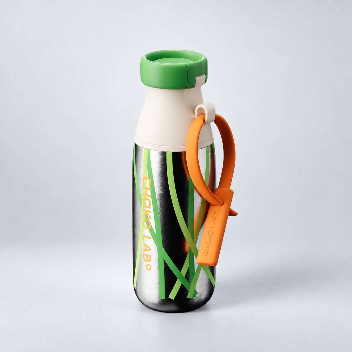 Chakolab MILKPOD Ti water bottle in evergreen color, sleek titanium design with a secure lid and minimalist style.