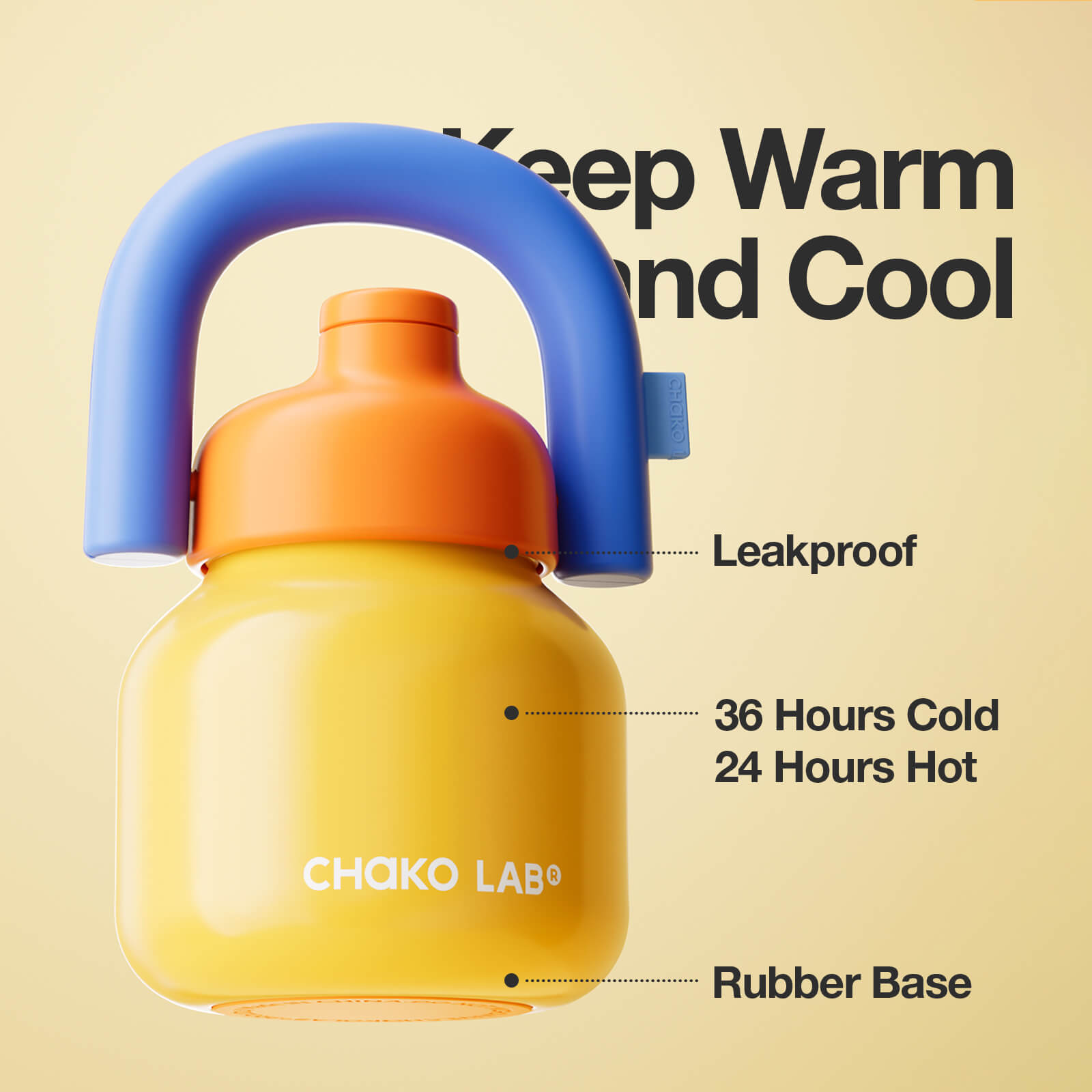 CHaKOLAB LinLin Kettle Yellow – smooth ceramic surface with wide opening for hot and ice drinks