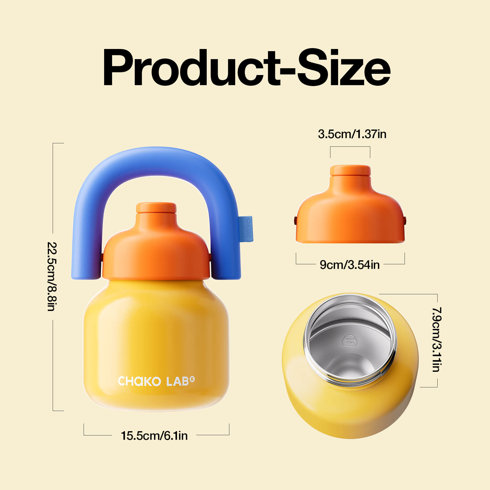 CHaKOLAB LinLin Kettle Yellow – ergonomic handle and metal body, everyday drinkware