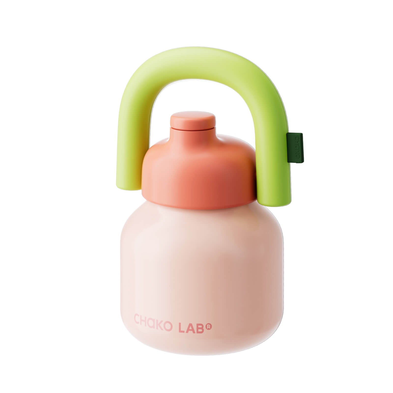 Pink LinLin water bottle by Chakolab with a sleek design and a screw-on lid, ideal for on-the-go hydration.