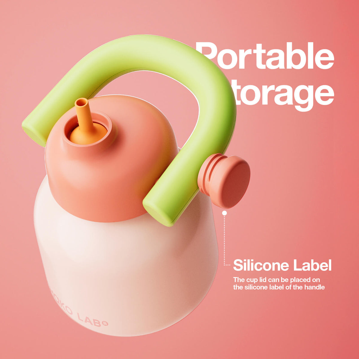Pink Chakolab LinLin Kettle water bottle with a sleek, portable design and secure lid for on-the-go hydration.
