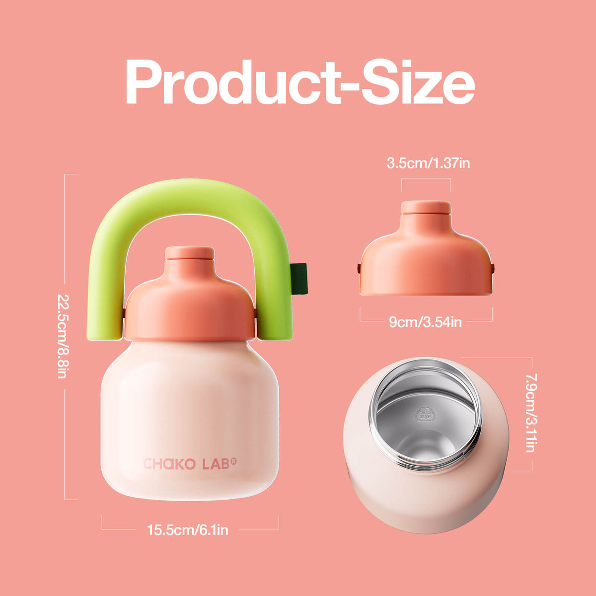 Pink LinLin Kettle water bottle by Chakolab with a sleek, modern design, showcasing its smooth surface and vibrant color.
