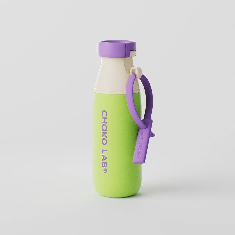 Chakolab Melon Cheese milk bottle water bottle with a playful melon and cheese design, featuring a clear plastic body and colorful cap.